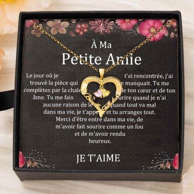 Collier coeur personnalisé de noms de couple avec pierres de naissance Cadeaux de la Saint-Valentin