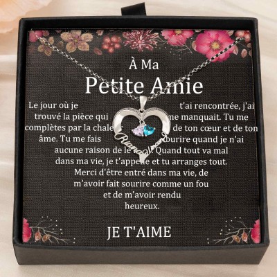 Collier coeur personnalisé de noms de couple avec pierres de naissance Cadeaux de la Saint-Valentin