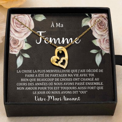 Collier coeur personnalisé de noms de couple avec pierres de naissance Cadeaux de la Saint-Valentin