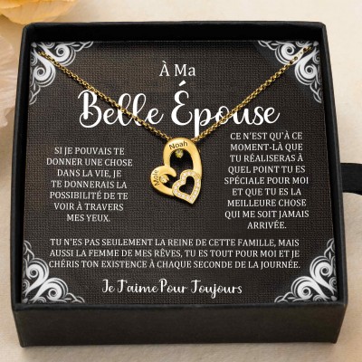 Collier prénom personnalisé double cœur avec pierres de naissance pour cadeau d'anniversaire