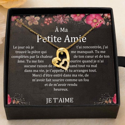 Collier coeur personnalisé de noms de couple avec pierres de naissance Cadeaux de la Saint-Valentin