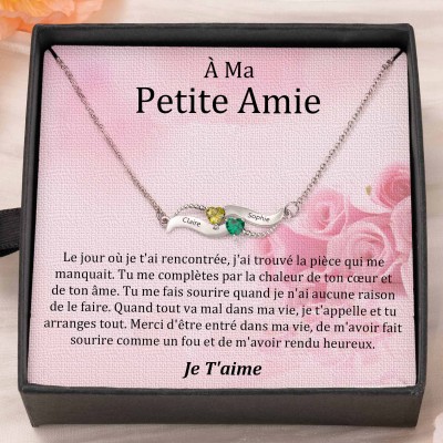 Collier personnalisé avec noms de couple et pierres de naissance, cadeaux de Saint-Valentin
