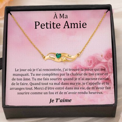 Collier personnalisé avec noms de couple et pierres de naissance, cadeaux de Saint-Valentin
