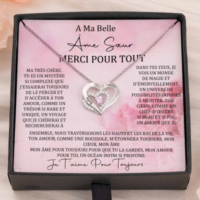 Collier coeur personnalisé de noms de couple avec pierres de naissance Cadeaux de la Saint-Valentin