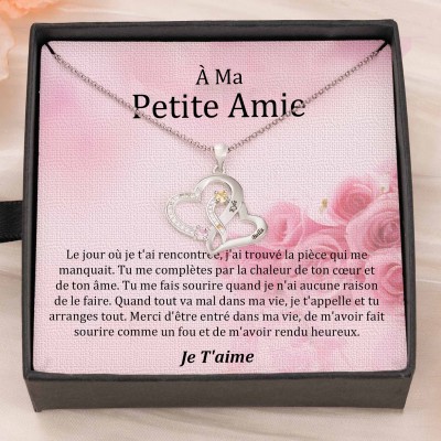 Collier coeur personnalisé de noms de couple avec pierres de naissance Cadeaux de la Saint-Valentin