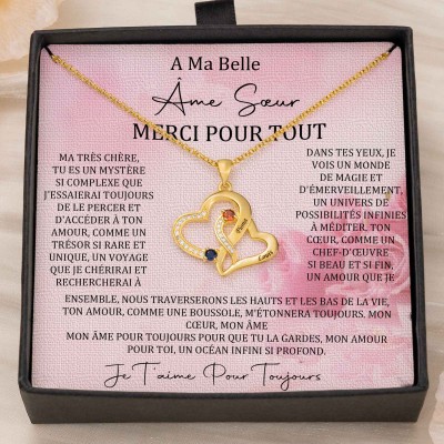 Collier coeur personnalisé de noms de couple avec pierres de naissance Cadeaux de la Saint-Valentin