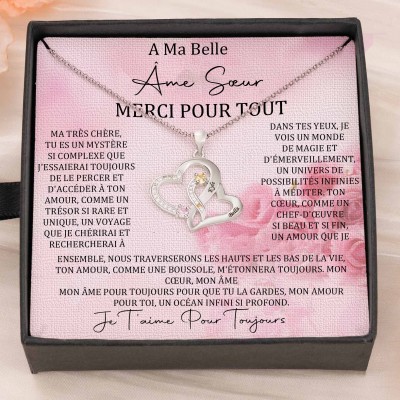 Collier coeur personnalisé de noms de couple avec pierres de naissance Cadeaux de la Saint-Valentin