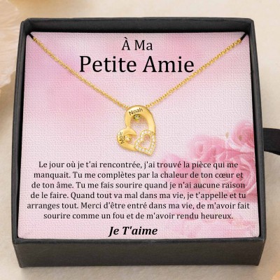 Collier coeur personnalisé de noms de couple avec pierres de naissance Cadeaux de la Saint-Valentin