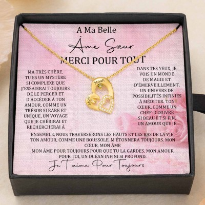 Collier coeur personnalisé de noms de couple avec pierres de naissance Cadeaux de la Saint-Valentin