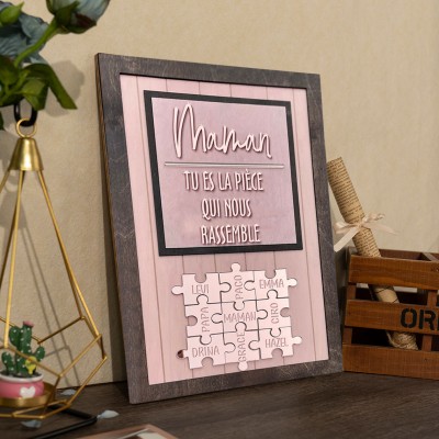Panneau de puzzle personnalisé pour maman Panneau en bois unique pour cadeau de fête des mères
