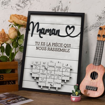 Panneau de puzzle personnalisé pour maman Panneau en bois unique pour cadeau de fête des mères