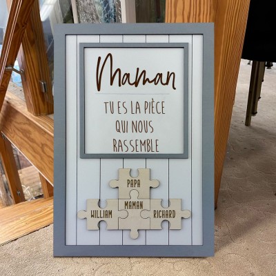 Panneau de puzzle personnalisé pour maman Panneau en bois unique pour cadeau de fête des mères