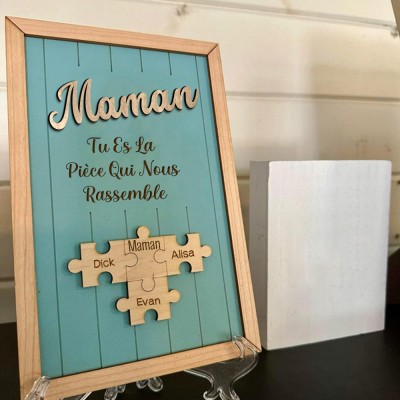 Panneau de puzzle personnalisé pour maman Panneau en bois unique pour cadeau de fête des mères