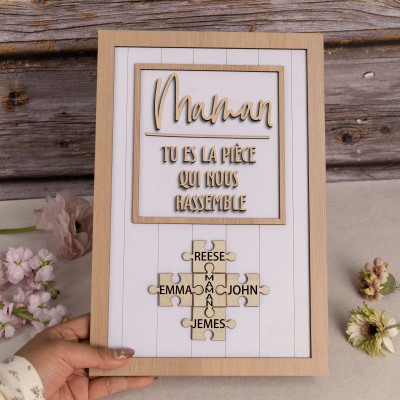 Panneau de puzzle personnalisé pour maman Panneau en bois unique pour cadeau de fête des mères