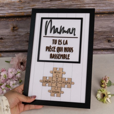 Panneau de puzzle personnalisé pour maman Panneau en bois unique pour cadeau de fête des mères