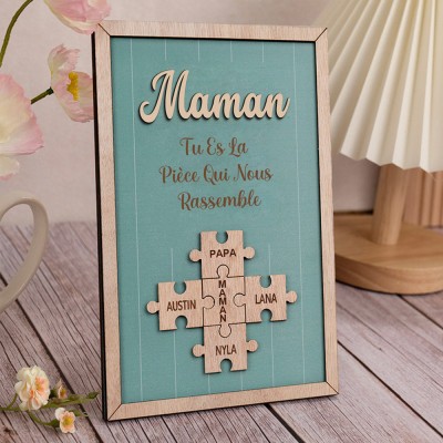 Panneau de puzzle personnalisé pour maman Panneau en bois unique pour cadeau de fête des mères