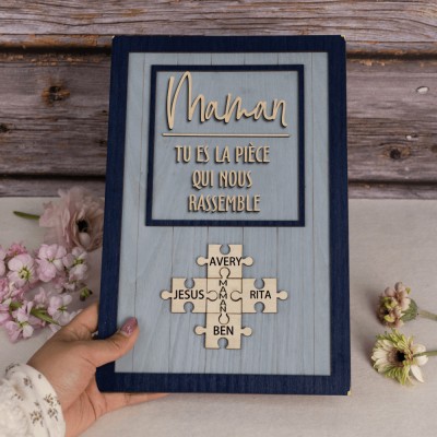 Panneau de puzzle personnalisé pour maman Panneau en bois unique pour cadeau de fête des mères