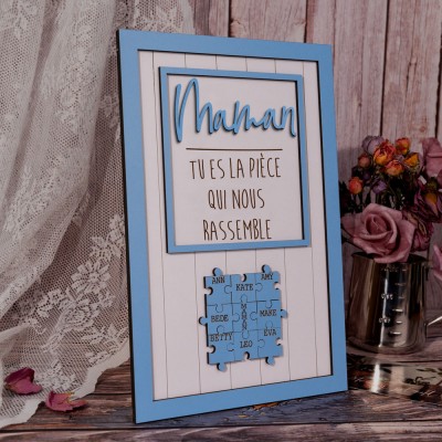 Panneau de puzzle personnalisé pour maman Panneau en bois unique pour cadeau de fête des mères