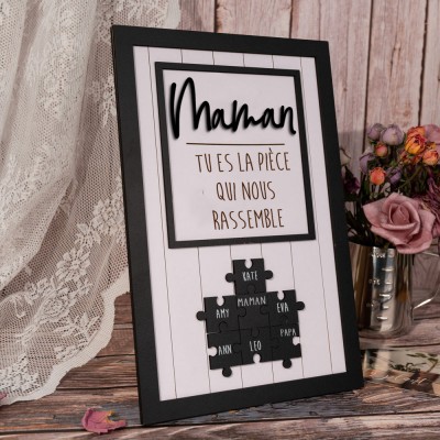 Panneau de puzzle personnalisé pour maman Panneau en bois unique pour cadeau de fête des mères