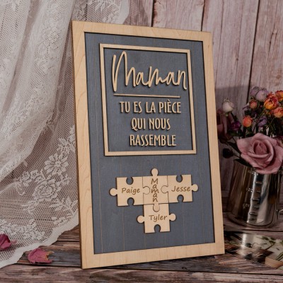Panneau de puzzle personnalisé pour maman Panneau en bois unique pour cadeau de fête des mères