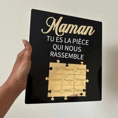 Panneau de puzzle personnalisé pour maman Panneau en bois unique pour cadeau de fête des mères
