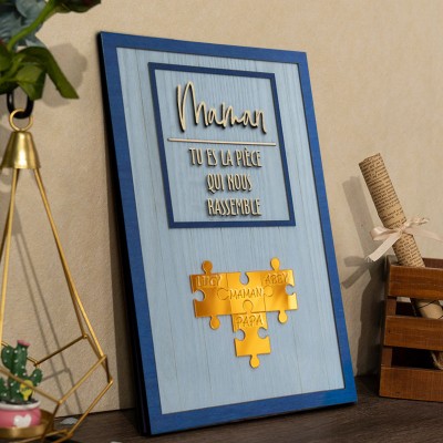 Signe de puzzle de maman personnalisé avec pièce de nom qui nous maintient ensemble pour le cadeau de la fête des mères