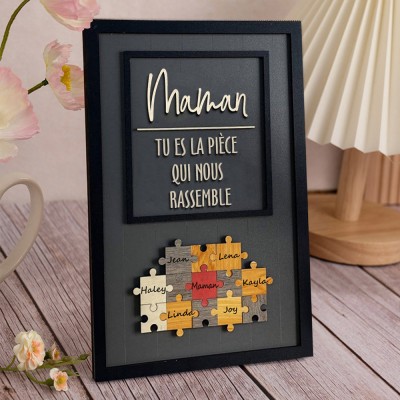 Signe de puzzle de maman personnalisé avec pièce de nom qui nous maintient ensemble pour le cadeau de la fête des mères
