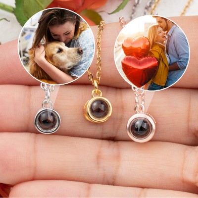 Collier de breloques de projection photo personnalisé pour l’âme sœur de la Saint-Valentin