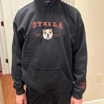 Sweat-shirt à capuche universitaire brodé personnalisé avec visage de chien pour cadeau d'amoureux des animaux de compagnie