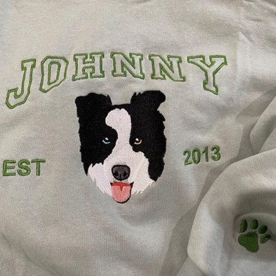 Sweat-shirt à capuche avec visage de chien brodé personnalisé, cadeau pour amoureux des animaux de compagnie