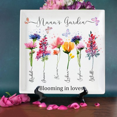 Plateau de fleurs de naissance personnalisé du jardin de Nana pour Noël Maman Maman Idées cadeaux