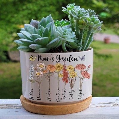 Pot de fleur de naissance de jardin de maman personnalisé avec nom d'enfant pour des idées de cadeaux de Noël