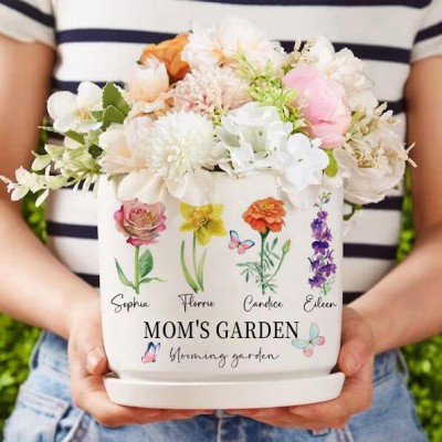 Pot de fleur de naissance de jardin de maman personnalisé avec le nom des enfants pour des idées de cadeaux de Noël