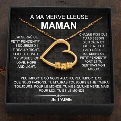 Collier personnalisé avec nom en forme de cœur pour maman et enfants pour idées cadeaux pour la fête des mères