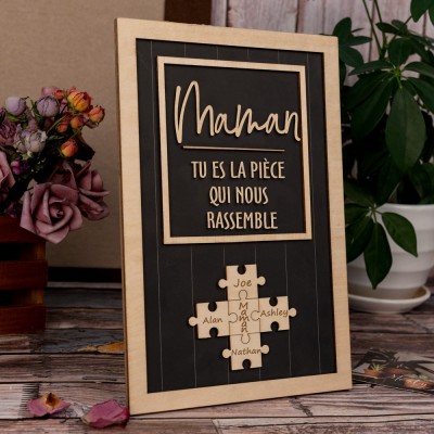 Panneau de puzzle personnalisé pour maman Panneau en bois unique pour cadeau de fête des mères