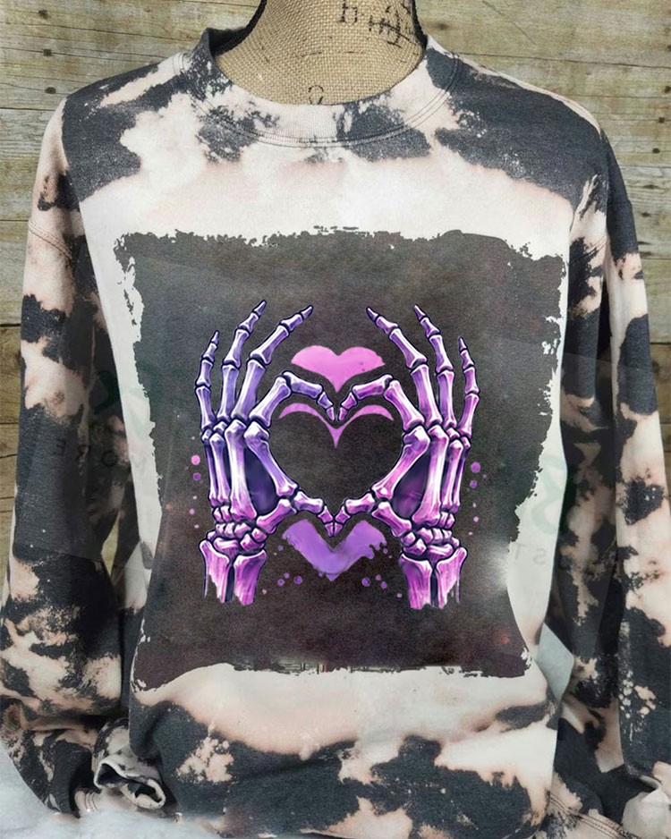 Spooky Skeleton Hands with Heart Skeleton Sweatshirt Hoodie For Halloween Gift Ideas