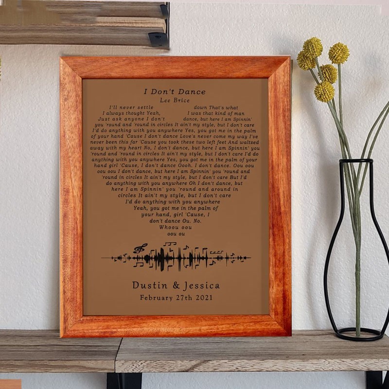 Personalized Leather Wedding Song Lyric Art Anniversary Gift For Wife Couple