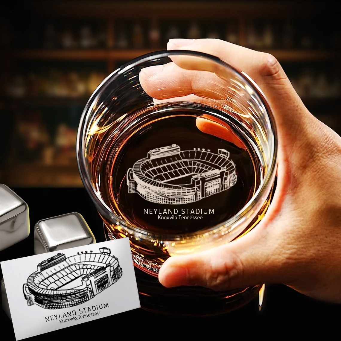 Neyland Stadium Tennessee Volunteers Whiskey Glass Gifts For Sports Lovers Game Day Christmas Gift