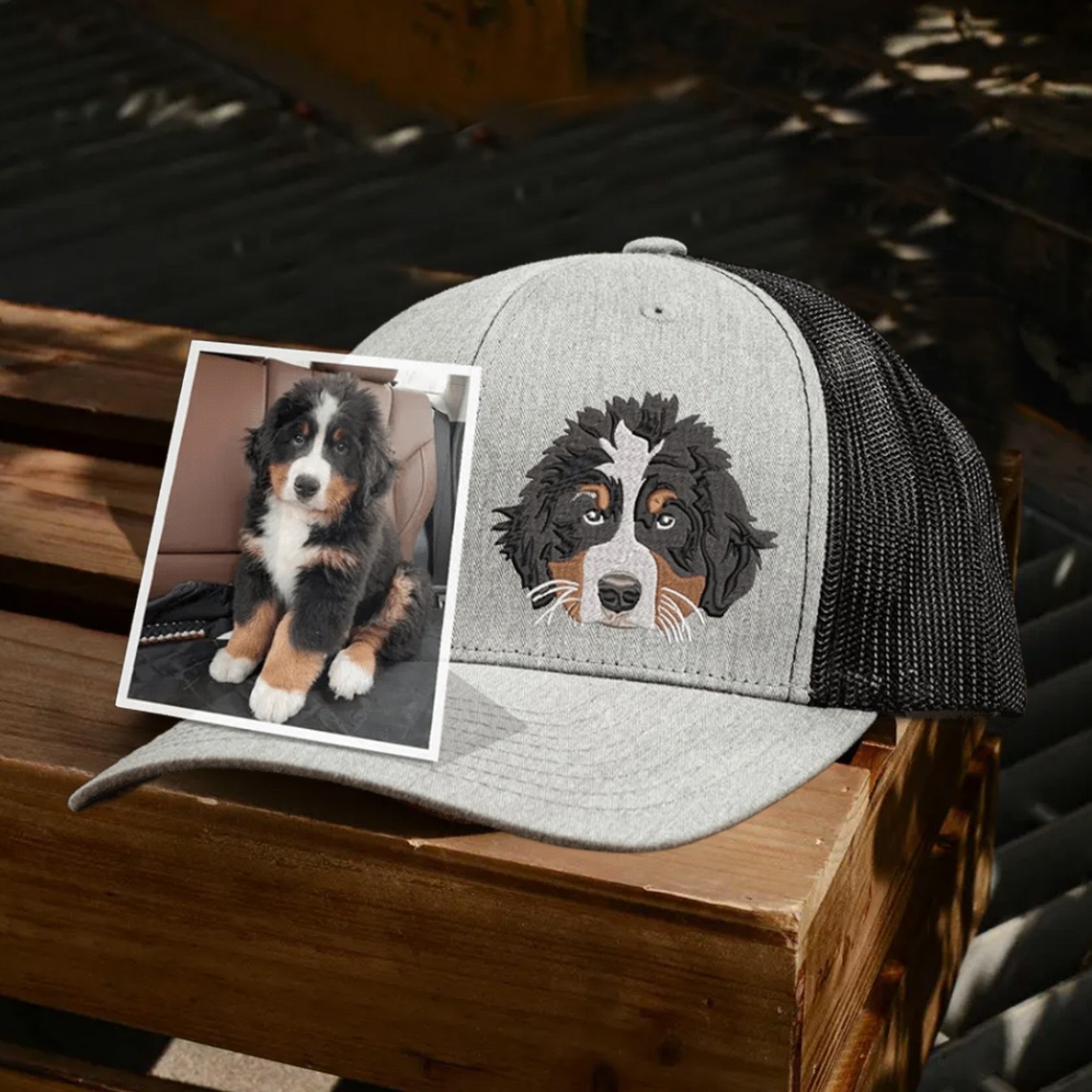 Custom Dog Face Photo Embroidered Hat For Pet Lover Gift