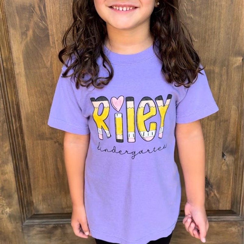 Custom Pencil Kids Name Back To School Shirt First Day of School Shirt