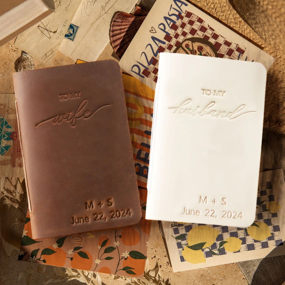 Custom Leather To My Wife To My Husband Vow Books Gifts for Couple Anniversary Valentines Day