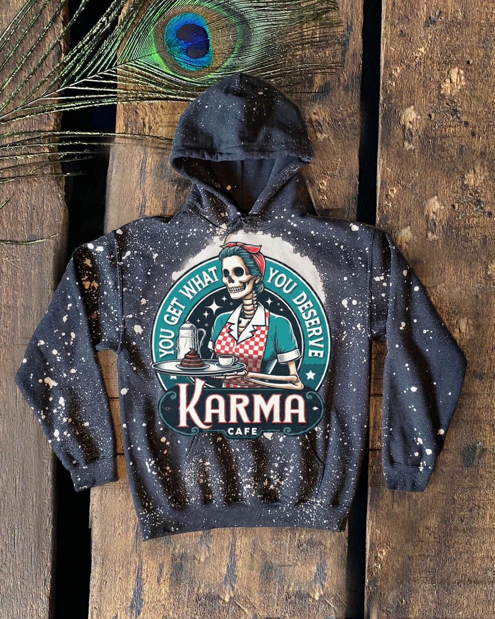 Halloween Skeleton Karma Vintage Sweatshirt Hoodie For Gift Ideas