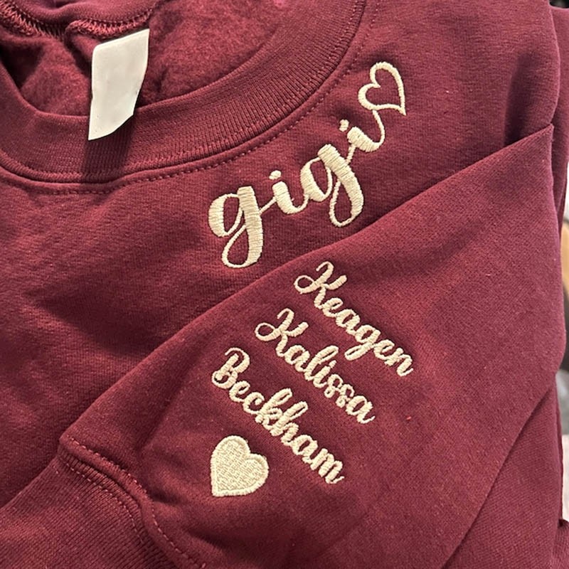 Custom Embroidered Gigi Sweatshirt For Christmas Mom Grandma Gift