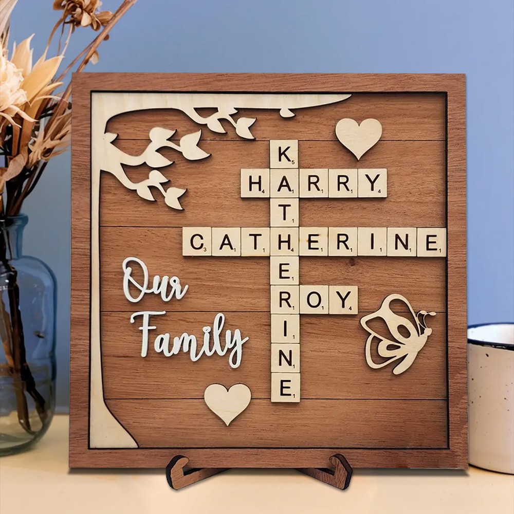 Personalized Scrabble Tile Family Names Sign For Christmas Anniversary Keepsake Gift