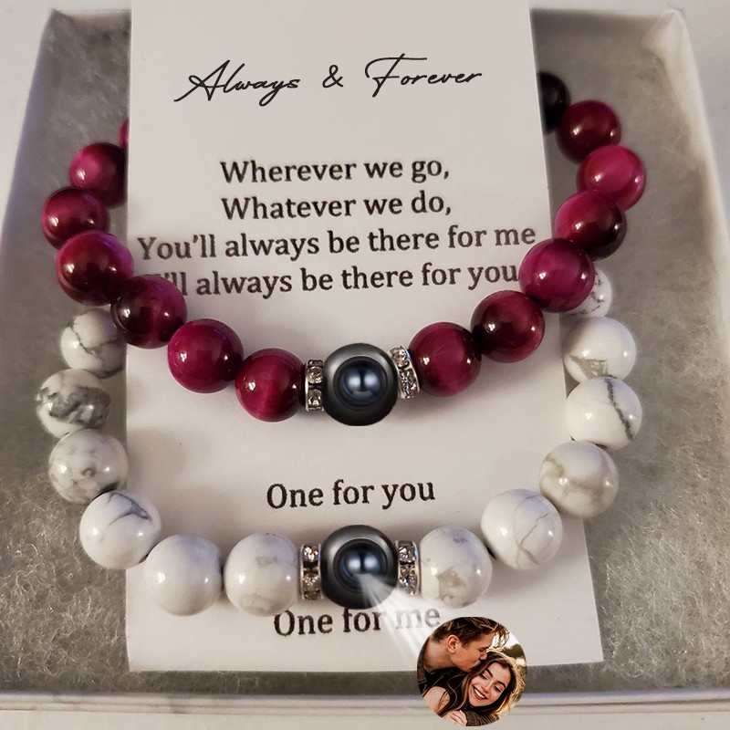 Personalized Picture Inside Bracelet With Long Distance Magnetic Design For Wife Husband