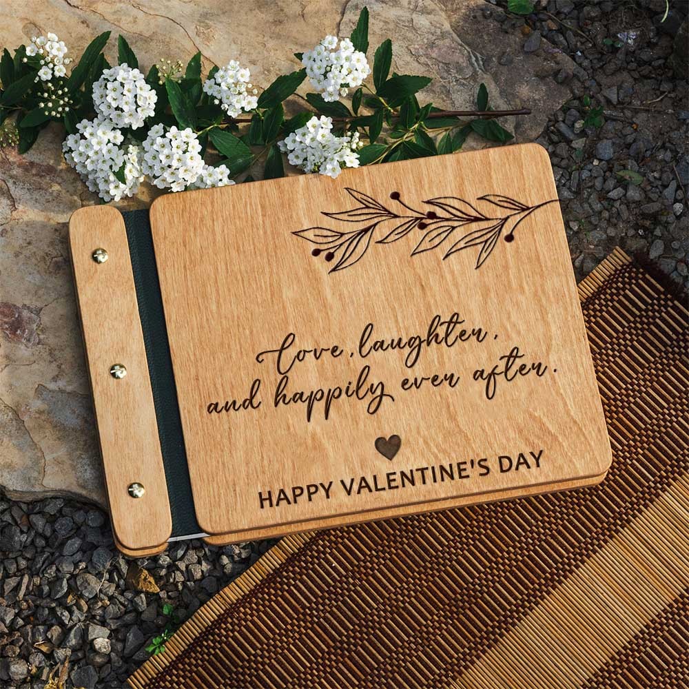 Our Wooden Adventure Book Personalized Leather Photo Album For Valentine's Day Anniversary Gift Ideas