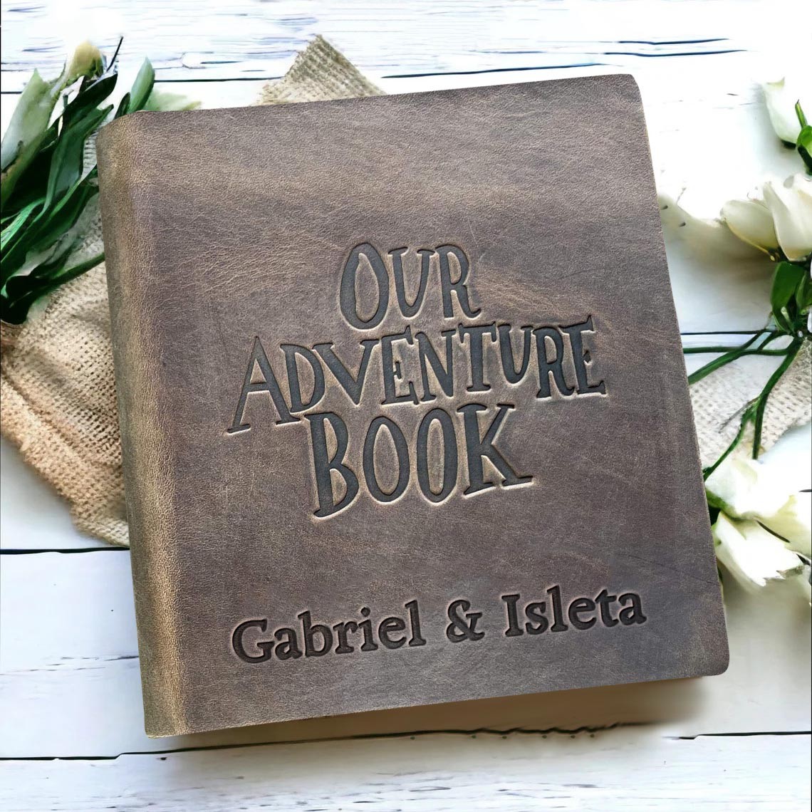 Our Adventure Book Personalized Leather Photo Album For Valentine's Day Anniversary Gift Ideas
