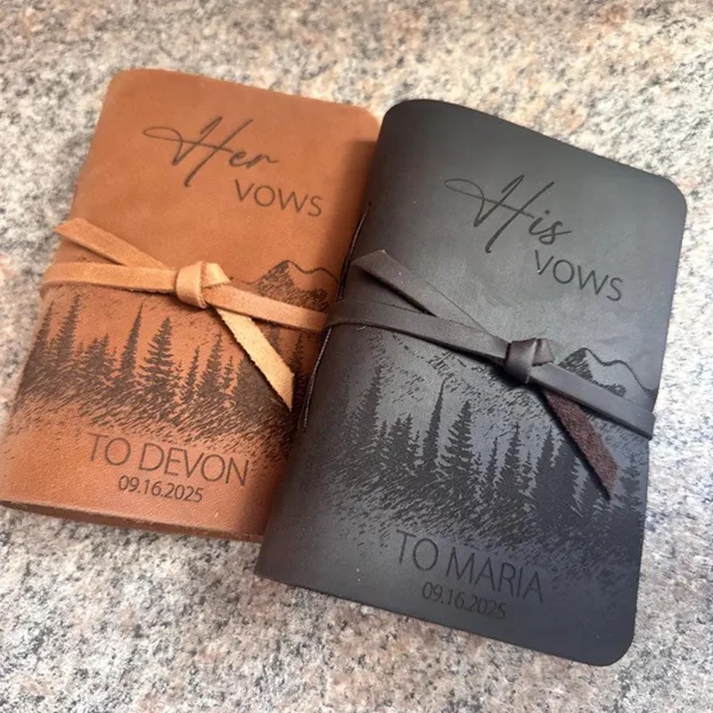 Personalized Leather His Her Vow Books Gifts for Couple Anniversary Valentines Day