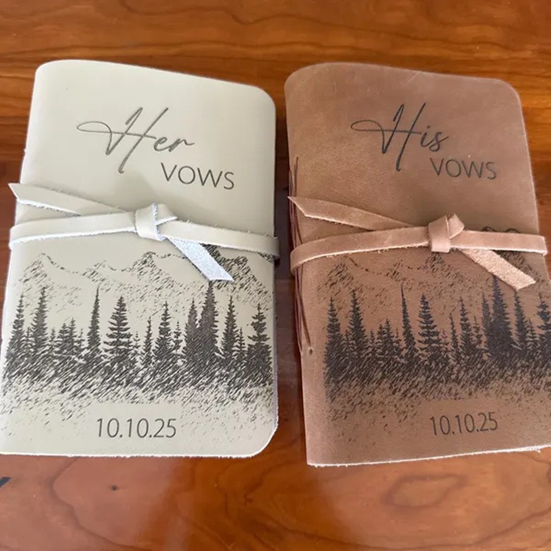 Personalized Leather His Her Vow Books Gifts for Couple Anniversary Valentines Day