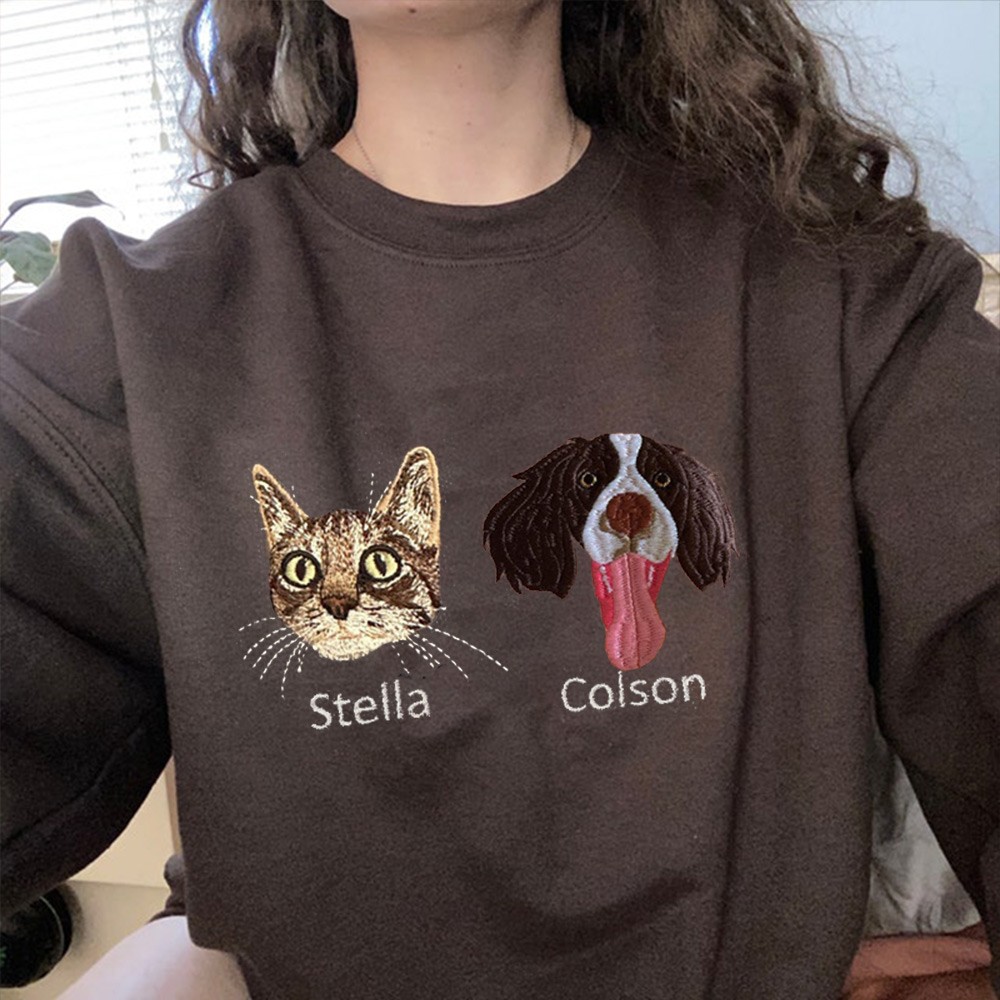 Custom Embroidered Pet Sweatshirt For Dog Cat Lover Gift